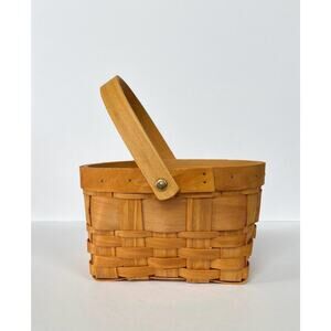 Vintage Basket Movable Handle 7x6 Longaberger Style Farmhouse Catch-all Storage